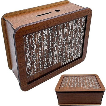 Ξύλινος DIY Κουμπαράς με Στόχο Αποταμίευσης έως 1000 Ευρώ - Καφέ