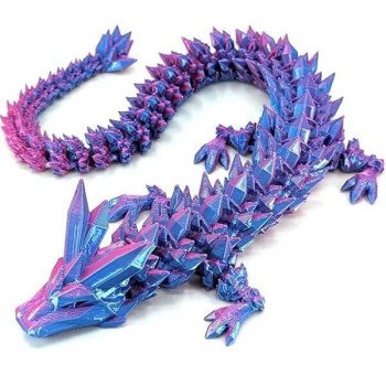 3D Printed Φιγούρα Δράκου 54 cm - Ιριδίζον Μπλε Μωβ Ροζ