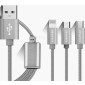 USB Καλώδιο Γρήγορης Φόρτισης 3 Σε 1 Ασημί 120cm