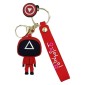 Deluxe Μπρελόκ Κλειδιών Squid Game σιλικόνης 3D Τρίγωνο - Κόκκινο
