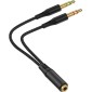 Καλώδιο Ήχου 2x 3.5mm male - 3.5mm female 0.2m - Μαύρο