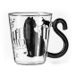 Γυάλινη Κούπα με Λαβή σε Σχήμα Ουρά Γάτας - Glass Black Kitten Mug