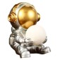 Πλαστικό Διακοσμητικό Φωτιστικό Αστροναύτης 15x16x19 - Ασημί με Χρυσό