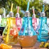Χρωματιστά ποτήρια - Ρετρό Χρωματιστές λάμπες με καλαμάκι 400 ml - ΣΕΤ 6