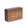 Ξύλινο Επιτραπέζιο Ρολόι Ημερολόγιο, Ξυπνητήρι, Θερμόμετρο με Αισθητήρα Ήχου Μικρό Μέγεθος