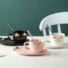 Κεραμικό σετ Κούπα και Πιατάκι για Μπισκότο Λευκό Χρυσό - Cat Ceramic Mug with Tray