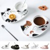 Κεραμικό σετ Κούπα και Πιατάκι για Μπισκότο Λευκό Μαύρο- Cat Ceramic Mug with Tray 