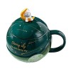 Κεραμική Κούπα 3D Starry Sky με Καπάκι και Κουταλάκι - Πράσινο