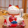 Διακοσμητική Πορσελάνινη Τυχερή Γάτα με μαξιλάρι Μπαταρίας - Porcelaine Maneki-Neko 16 εκ.
