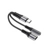 Μετατροπέας Type-C male 2in1 σε 3.5mm AUX & Type-C female Φόρτισης για Android - Μαύρο