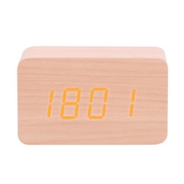 Ξύλινο Επιτοίχιο Ρολόι Ημερολόγιο, Ξυπνητήρι, Θερμόμετρο με Αισθητήρα Ήχου