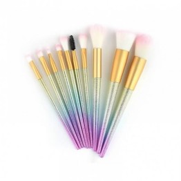 Πολύχρωμα Πινέλα Μακιγιάζ Σετ 10 τμχ - Rainbow Make Up Brushes 