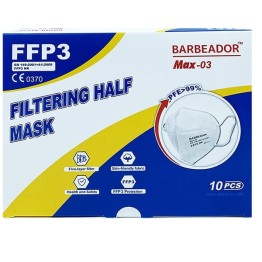 Barbeador Μάσκα κάλυψης FFP3 Υψηλής Προστασίας Λευκή 10τμχ