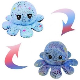 Λούτρινο Χταπόδι που αλλάζει διάθεση - Reversible Octopus 12εκ Glitter Γαλάζιο - Γαλάζιο Αστεράκια