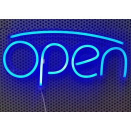 Πινακίδα Neon Open σε Μπλε Χρώμα 40x19