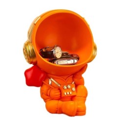 Μεγάλο Πλαστικό Διακοσμητικό Αστροναύτης για Αποθήκευση Αντικειμένων 21x19x26 - Πορτοκαλί