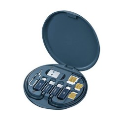 Mini Κασετίνα Αντάπτορες USB Type-C, Θήκη Nano Sim & Stand Κινητού - Μπλε