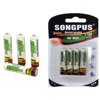 Επαναφορτιζόμενη μπαταρία AAA SONGPUS Νi-MH 1,2V - 2700mAh - 4 τεμάχια