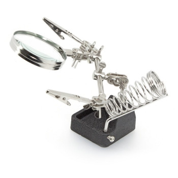 Βάση κολλητηριού με μεγενθυτικό φακό και κροκοδειλάκια στήριξης πλακετών