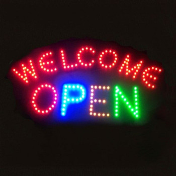 Φωτιζόμενη πινακίδα με κίνηση WELCOME - OPEN