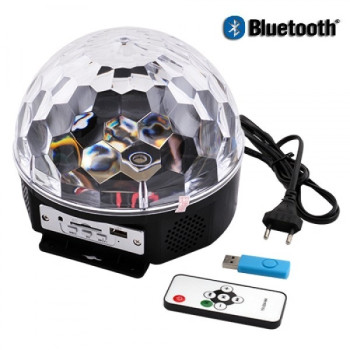 Bluetooth φωτορυθμικό LED Crystal Magic Ball Light με USB Mp3 Player & τηλεχειρισμό και Δώρο στικάκι