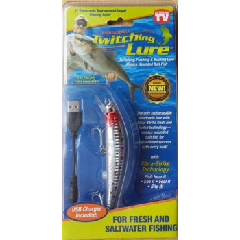 Επαναφορτιζόμενο Τεχνητό Δόλωμα Ψαράκι με Ήχο, Δόνηση και Φωτισμό LED - Twitching Lure