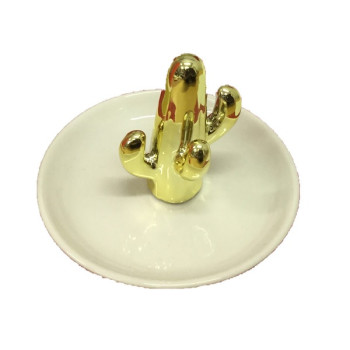 Διακοσμητικό Πιατάκι με 3D Σχέδιο Κάκτο για τα Κοσμήματα