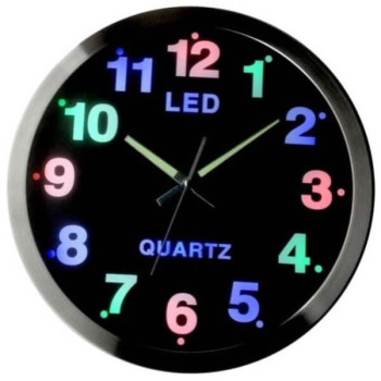 Εντυπωσιακό Ρολόι Τοίχου με Τρίχρωμο Φωτισμό LED