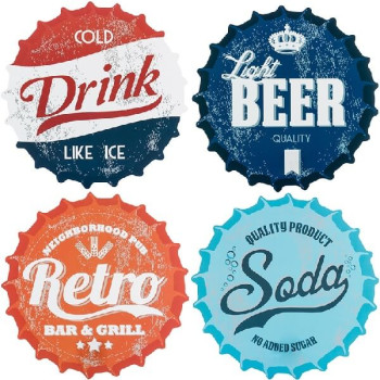 Σουπλά Πιάτων Ρετρό Κονκάρδα-Καπάκι Μπουκαλιού Σετ 4 τμχ