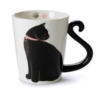 Κούπα με λαβή σε σχήμα ουρά γάτας - Black Kitten Mug