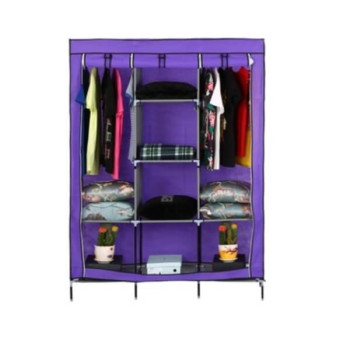 Τριπλή Υφασμάτινη Ντουλάπα με Μεταλλικό Σκελετό 130x45x175 Μωβ