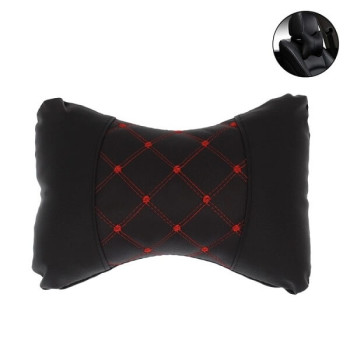 Μαξιλάρι Αυχένα Αυτοκινήτου Μαύρο από PU Δέρμα με Κέντημα