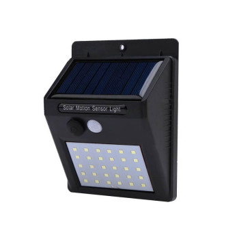 Αδιάβροχο IP64 Ηλιακό Τοίχου 30 LED Με Αισθητήρα Κίνησης & Κουμπί ON/OFF