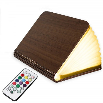 Φωτιστικό Βιβλίο LED 5 Χρωμάτων με Ξύλινο Εξώφυλλο και Τηλεχειριστήριο