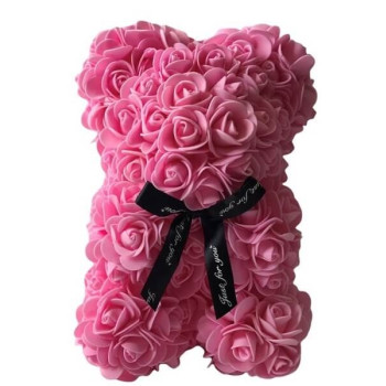 Αρκουδάκι Από Τεχνητά Τριαντάφυλλα 24cm - Teddy Bear Roses Ροζ