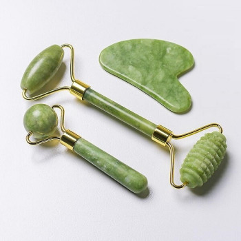 Deluxe Σετ Jade Roller, Gua Sha και Ball Roller - Εργαλεία Μασάζ Προσώπου και Σώματος