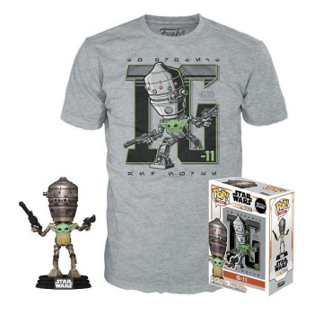 Funko Pop Tees Box Star Wars The Mandalorian IG-11 with The Child Vinyl Figure & Tshirt Medium