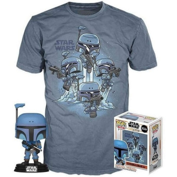 Funko Pop Tees Box The Mandalorian Death Watch No Stripes Bobble-Head Figure & Tshirt Large