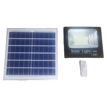 Ηλιακός Προβολέας IP67 60W - Τηλεχειριστήριο & Ηλεκτρονικό διακόπτη - Μπαταρίες LiFePO4