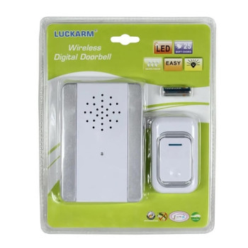 Ασύρματο Κουδούνι Πόρτας Με Ρυθμιζόμενη Ένταση, Φωτισμό Και 25 Μελωδίες- Λευκό