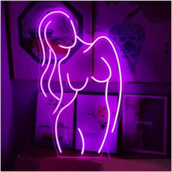 Διακοσμητικό Φωτιστικό Neon Γυναικεία Σιλουέτα σε Ροζ Χρώμα