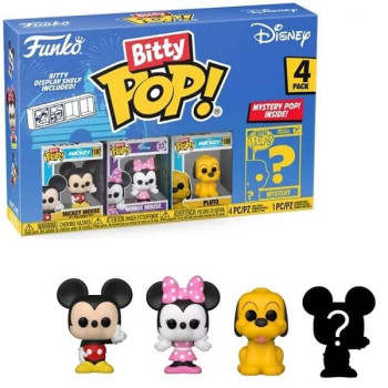 Funko Bitty POP! Disney - Mickey Mouse, Minnie Mouse (pink dress), Pluto & Chase Mystery 4-Pack Vinyl Figures