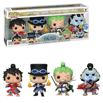 Funko POP Animation One Piece - Luffytaro, Sabo, Roronoa Zoro, Jinbe GiTD 4-Pack Vinyl Figures Exclusive