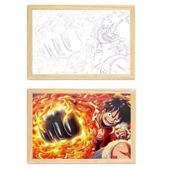 Διακοσμητικό Φωτιστικό LED με Ξύλινη Κορνίζα One Piece Luffy Gear Two 23x32cm