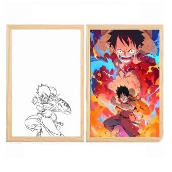 Διακοσμητικό Φωτιστικό LED με Ξύλινη Κορνίζα One Piece Monky D. Luffy 23x32cm