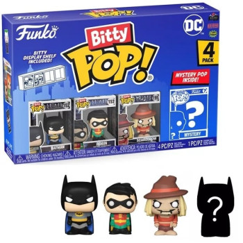 Funko Bitty POP! Heroes - Batman, Robin, Scarecrow & Chase Mystery 4-Pack Vinyl Figures