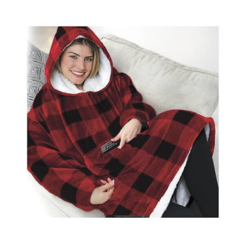 Huggle Κουβέρτα Βελουτέ King Size 70x90εκ. - Καρό Κόκκινο Μαύρο