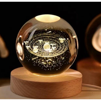 Διακοσμητική Κρυστάλλινη Σφαίρα Φωτάκι Νυχτός Solar System Crystal Ball Night Lamp 8cm
