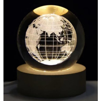 Διακοσμητική Κρυστάλλινη Σφαίρα Φωτάκι Νυχτός Earth Atlas Crystal Ball Night Lamp 8cm