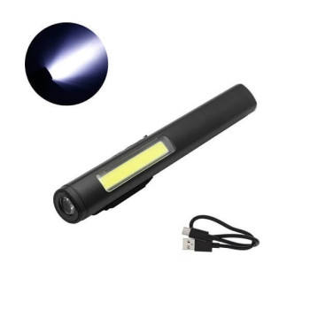 LED Επαναφορτιζόμενος Φακός - Φωτιστικό με 2 Λειτουργίες Φωτισμού και Μαγνήτη - Μαύρο